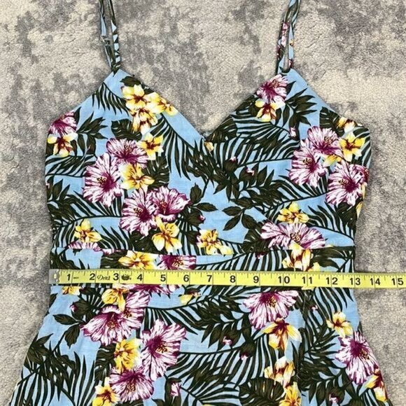 NWT JOA Tropical Print Mini Dress Sleeveless Faux Wrap Floral Hibiscus Sz S - Picture 7 of 14
